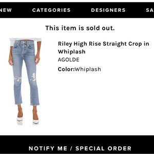 AGOLDE Riley High Rise Straight Crop in Whiplash